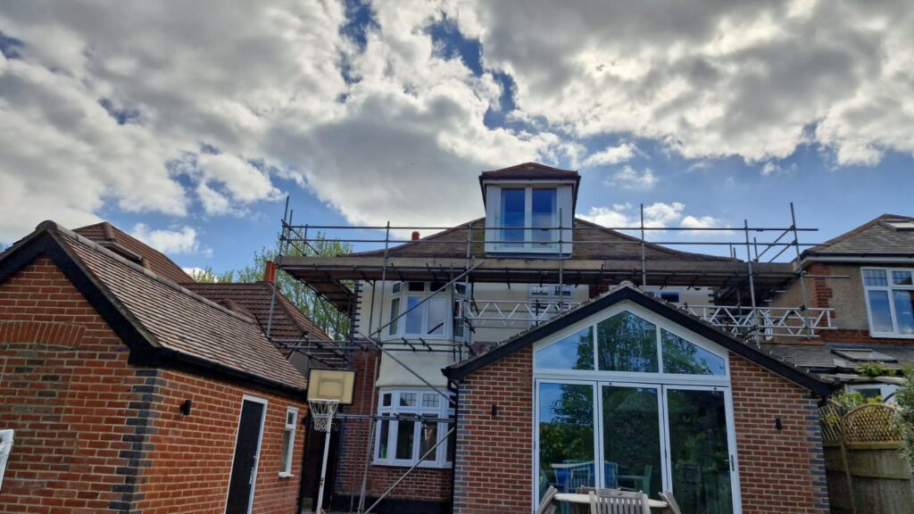 scaffolding in Dorset | Chimney scaffolding providing access for repairs on a Bournemouth property