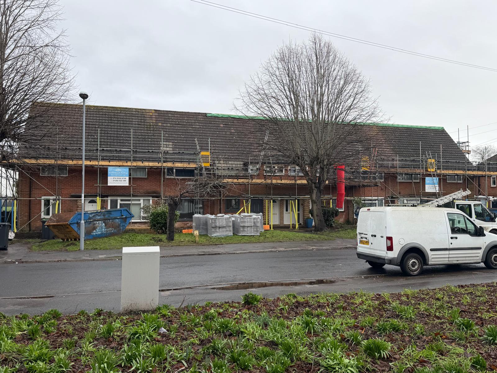 Scaffolding installed around a listed building in Bournemouth